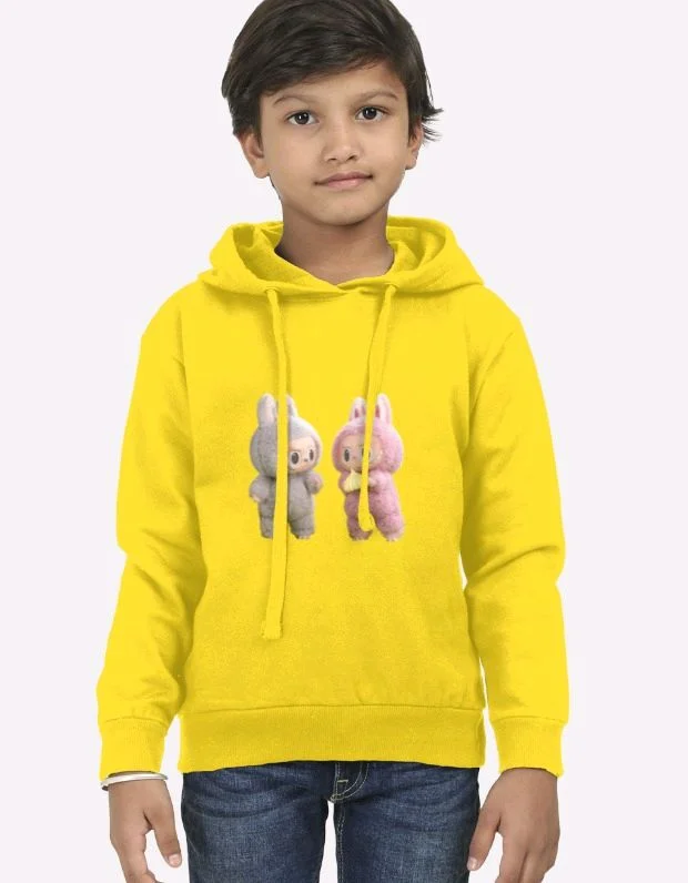 ROSEVERA Kids’ Hoodie – Labubu Design - mustard yellow, 9-10
