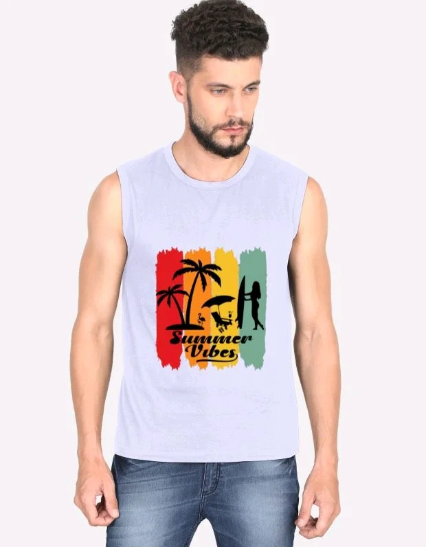 ROSEVERA Men sleeveless T shirt (summer vibe) - lavender, M