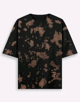 ROSEVERA Unisex Tie-Dye Oversized T-Shirt - Black and Brown, S
