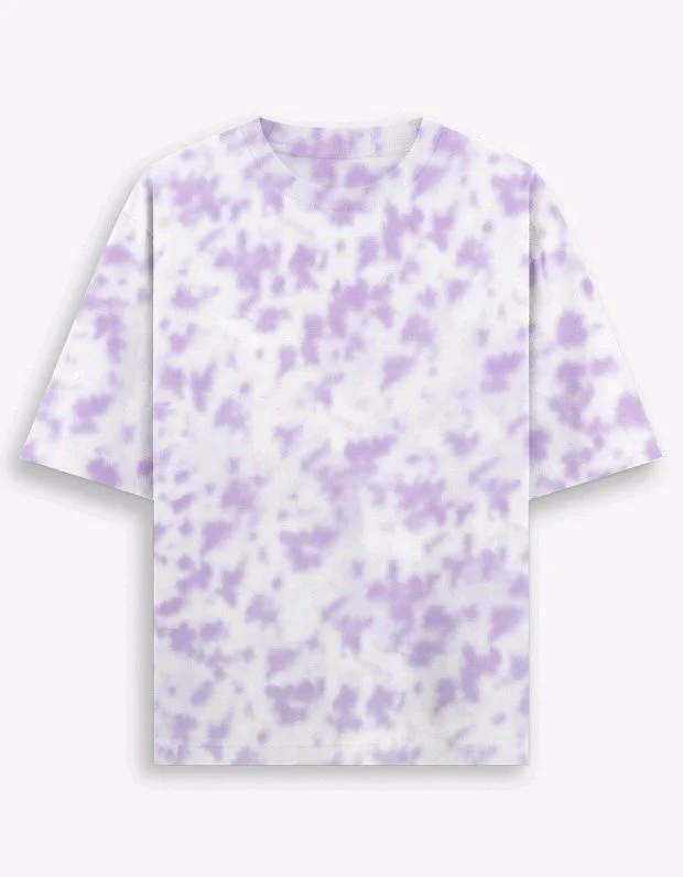 ROSEVERA Unisex Tie-Dye Oversized T-Shirt - White and Lavender, S
