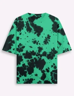 ROSEVERA Unisex Tie-Dye Oversized T-Shirt - Green and black, M