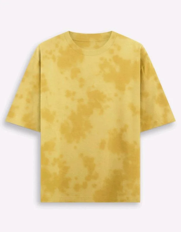 ROSEVERA Unisex Tie-Dye Oversized T-Shirt - Yellow and golden, M