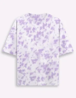 ROSEVERA Unisex Tie-Dye Oversized T-Shirt - White and Lavender, L