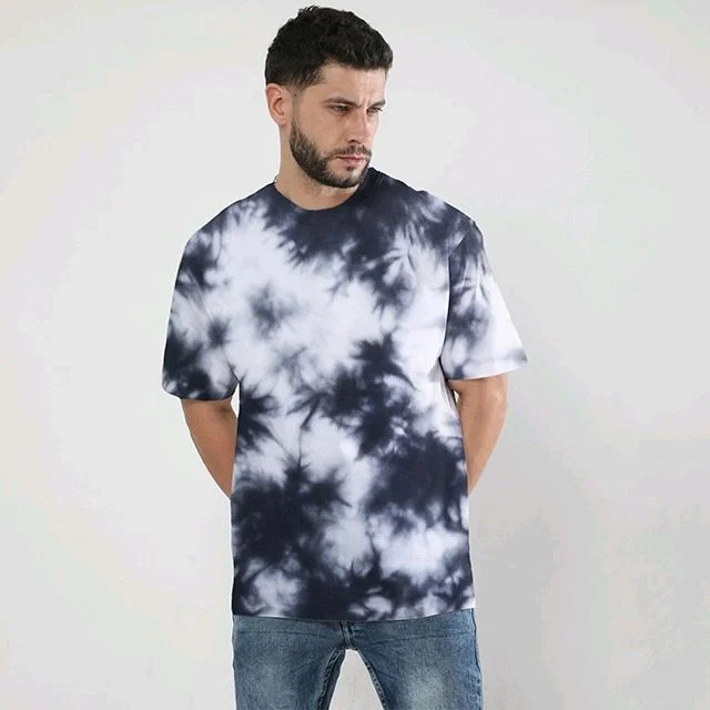 ROSEVERA Unisex Tie-Dye Oversized T-Shirt - white and grey, Xl
