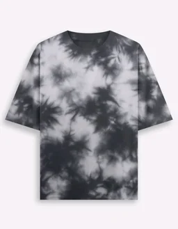 ROSEVERA Unisex Tie-Dye Oversized T-Shirt - white and grey, M