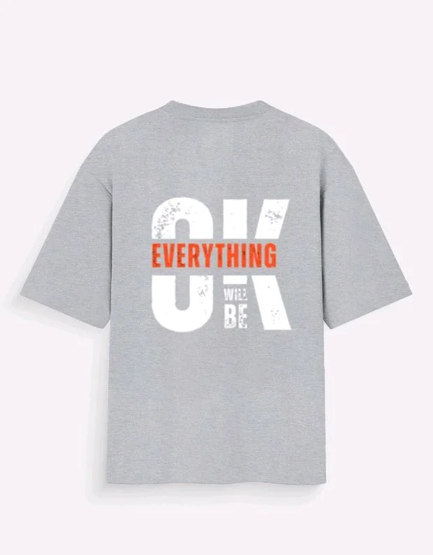 ROSEVERA Unisex Oversized Standard T-Shirt - Design on back - Grey melange, S
