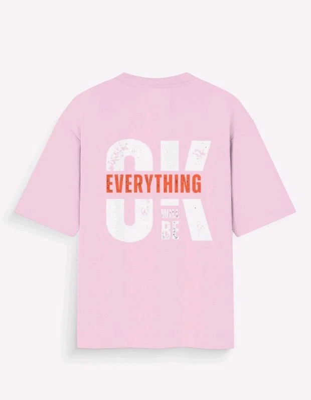 ROSEVERA Unisex Oversized Standard T-Shirt - Design on back - light baby pink, M