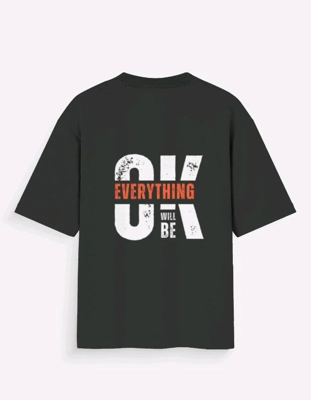 ROSEVERA Unisex Oversized Standard T-Shirt - Design on back - Black, L
