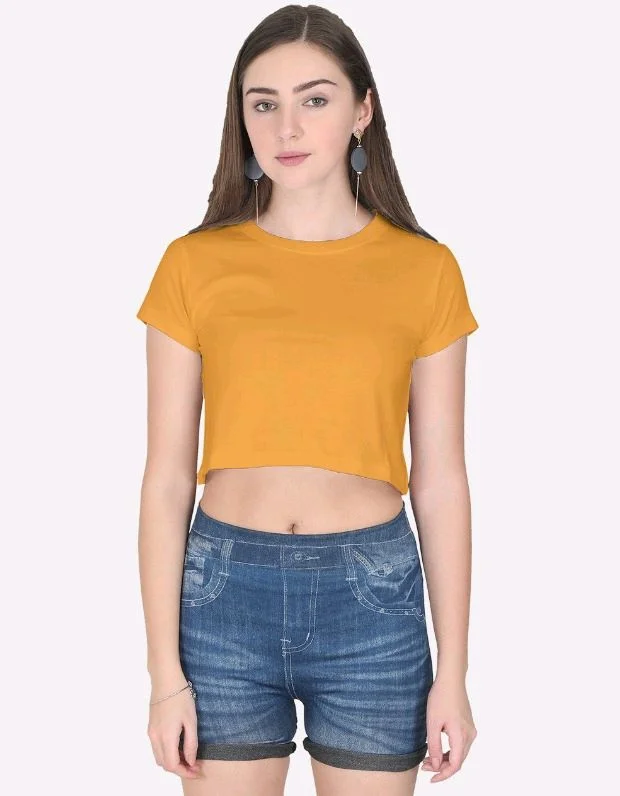 ROSEVERA Rosevera plain Crop Top - XS, Golden yellow