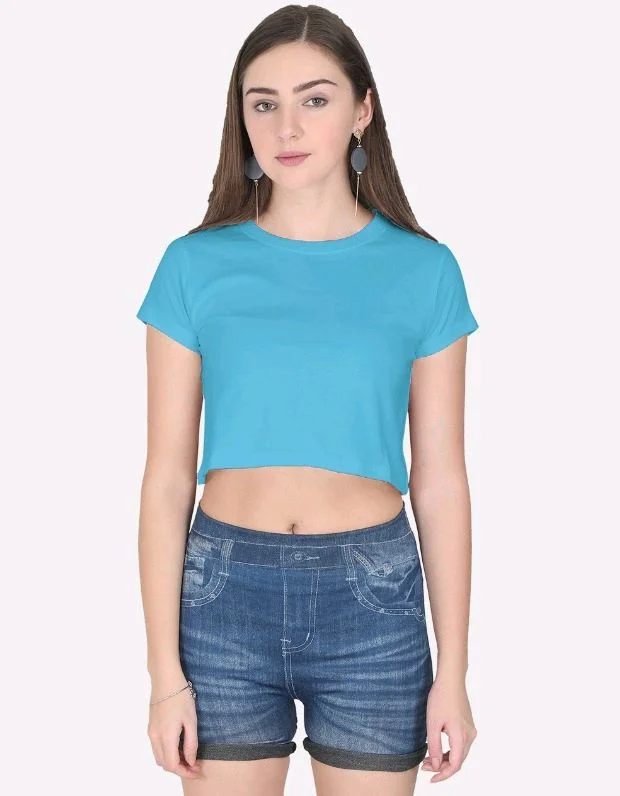 ROSEVERA Rosevera plain Crop Top - XS, sky-blue