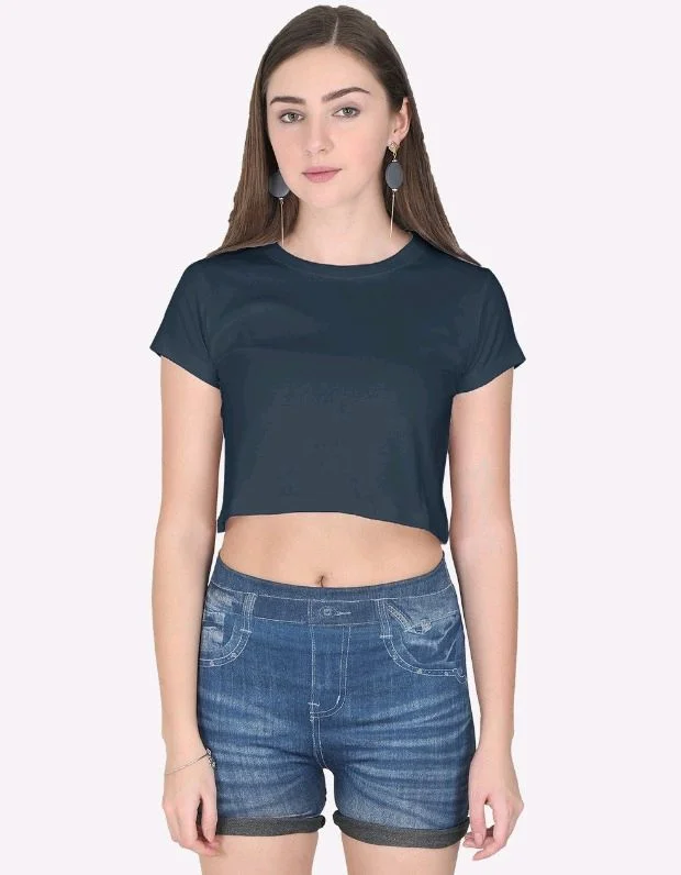 ROSEVERA Rosevera plain Crop Top - XS, Navy Blue