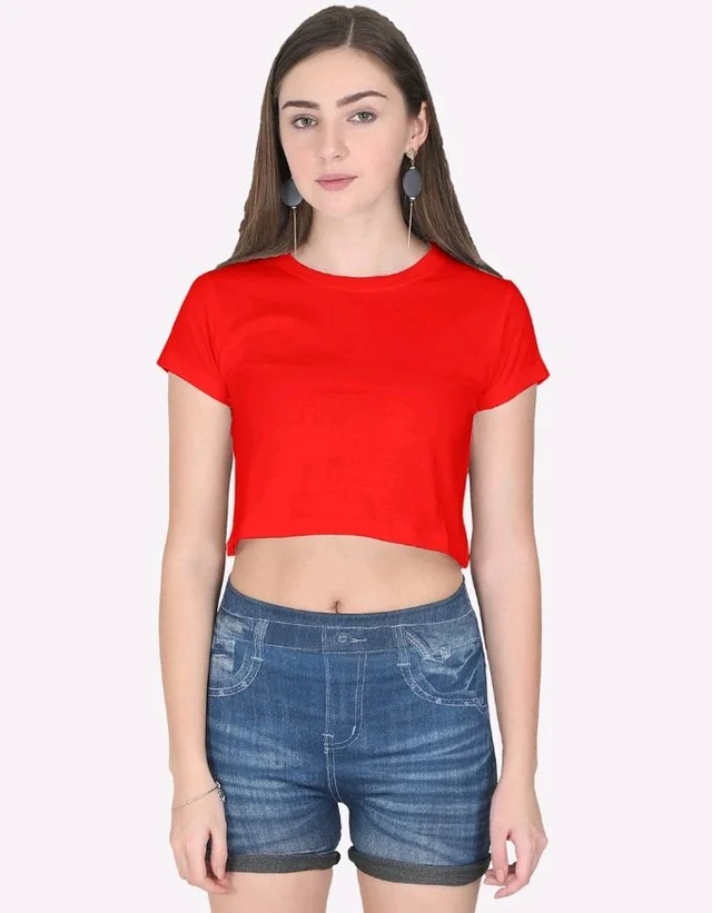 ROSEVERA Rosevera plain Crop Top - S, Red