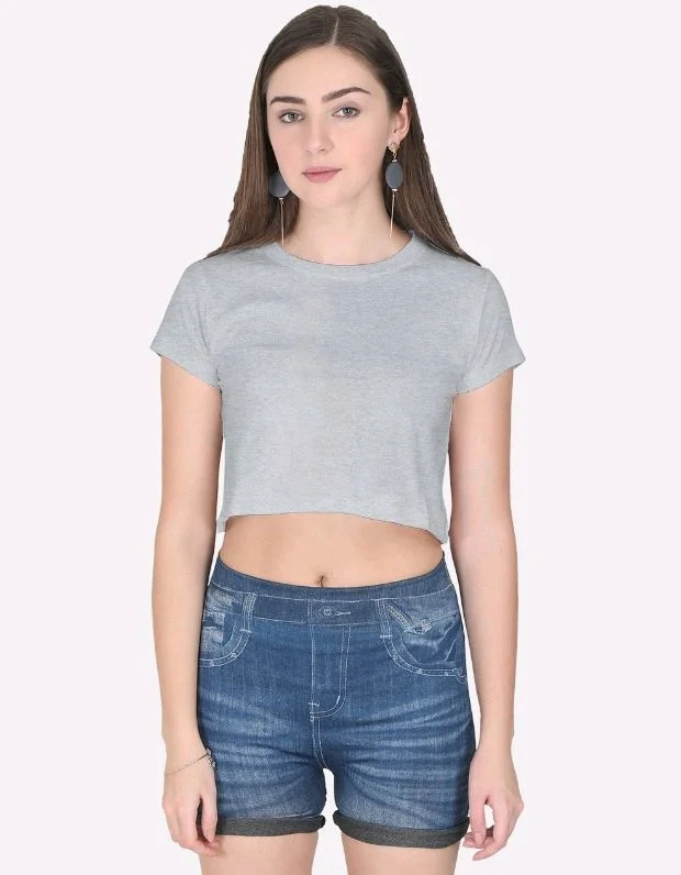 ROSEVERA Rosevera plain Crop Top - S, Grey Melange