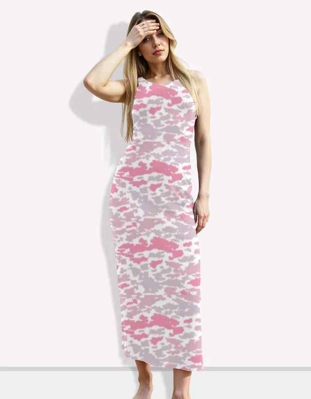 ROSEVERA Bodycon Dress-Camouflage - L, pink