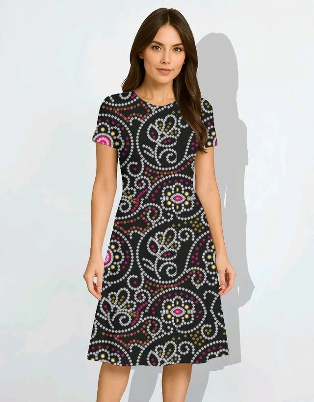 ROSEVERA A LINE DRESS - M, Black