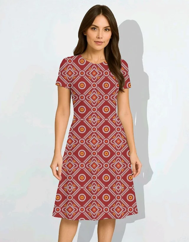 ROSEVERA A LINE DRESS - L, Red