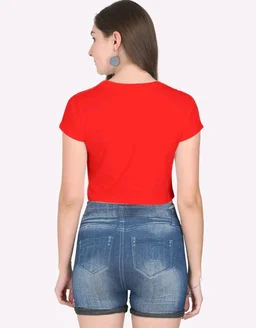 ROSEVERA Crop Top ( Plain) - XS, Red