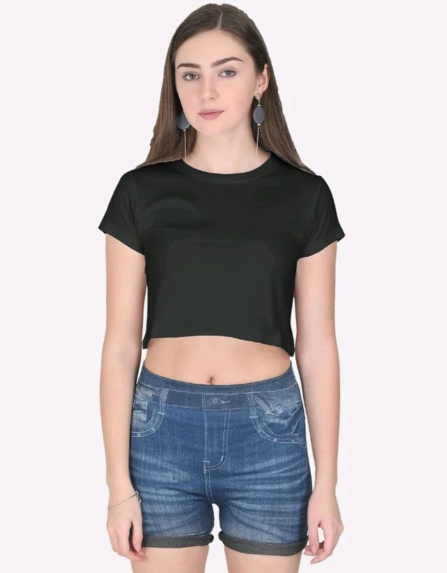 ROSEVERA Crop Top ( Plain) - XL, Black