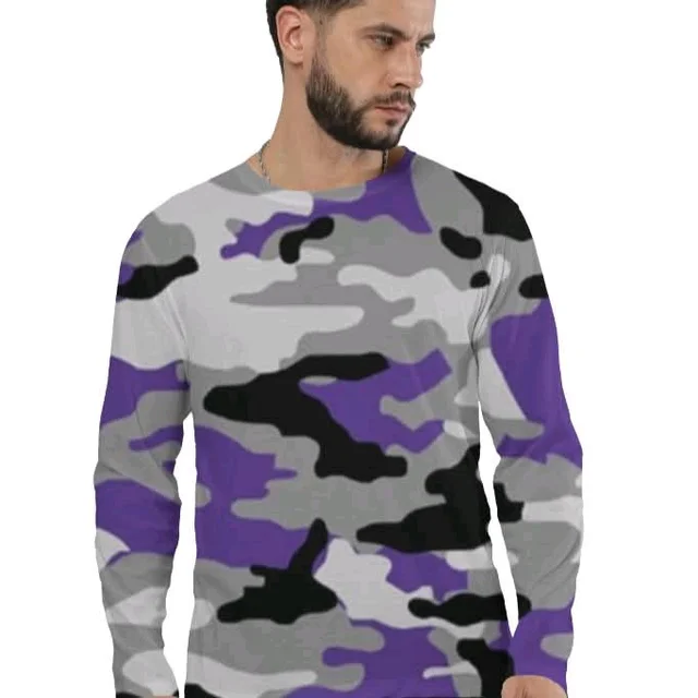 ROSEVERA Full Sleeve Tee – Camouflage Pattern - XS, Purple