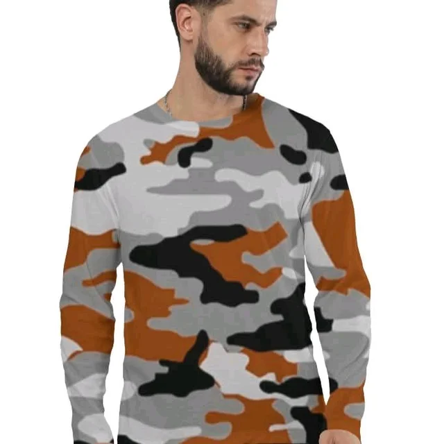 ROSEVERA Full Sleeve Tee – Camouflage Pattern - XS, Brown