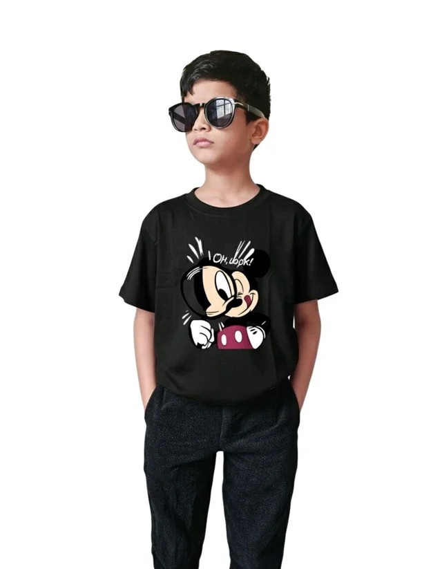 ROSEVERA Classic Crew T-Shirt β Mickey Mouse Design πβ¨ - 7-8, Black