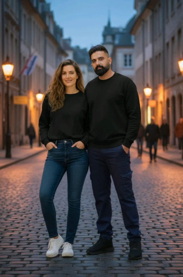 ROSEVERA Couple Sweatshirt Combo - Black, L, M