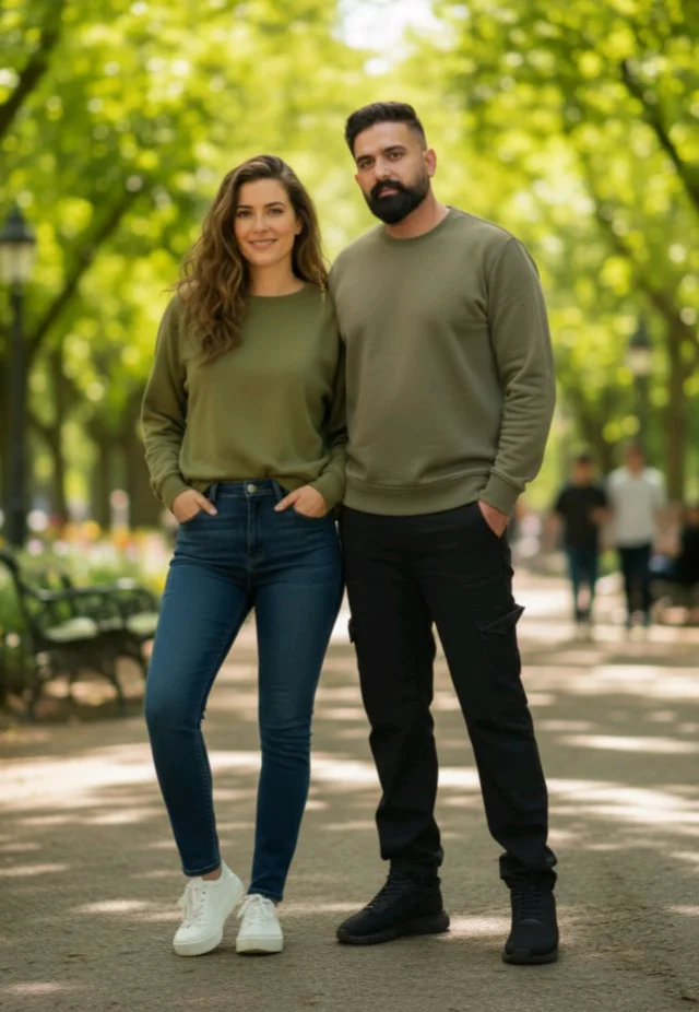 ROSEVERA Couple Sweatshirt Combo - Black, L, M