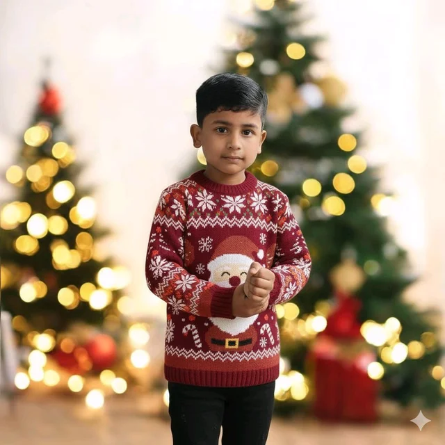 ROSEVERA AOP Kids Sweatshirt - Maroon, 9-10
