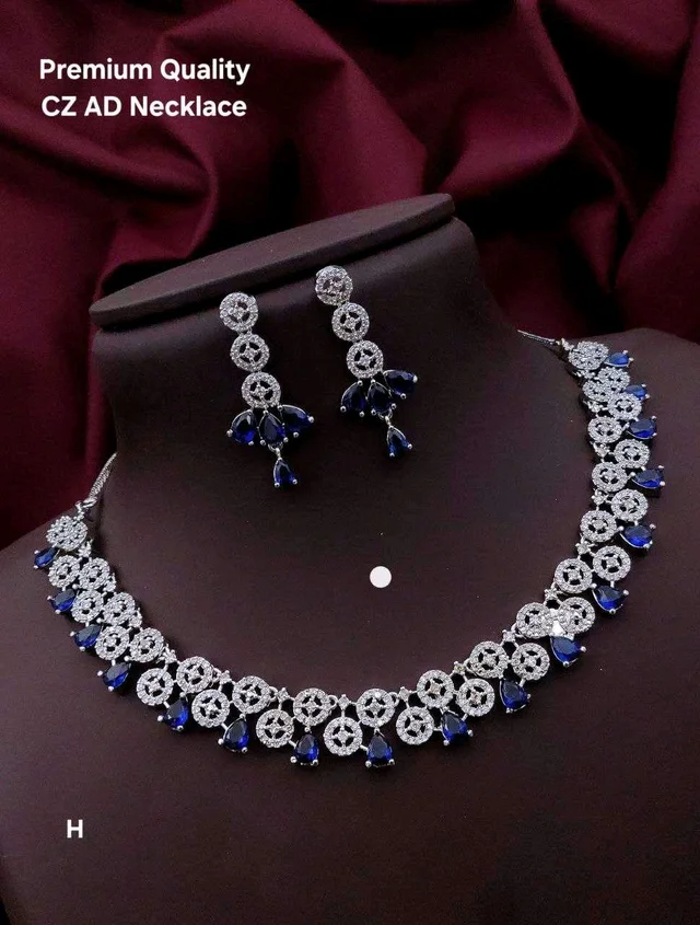 Premium Brass Jewellery Set - Navy Blue