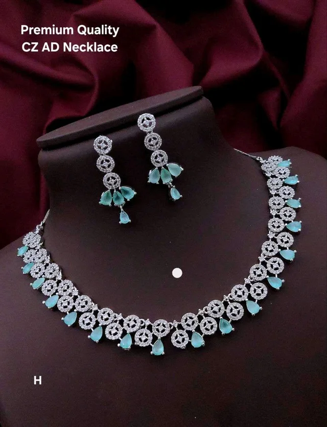 Premium Brass Jewellery Set - sky-blue