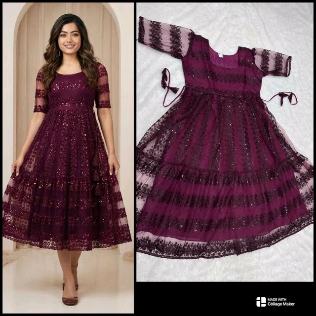 Elegant Heavy Net Embroidered Kurti – Palloma Collection
- wine, S