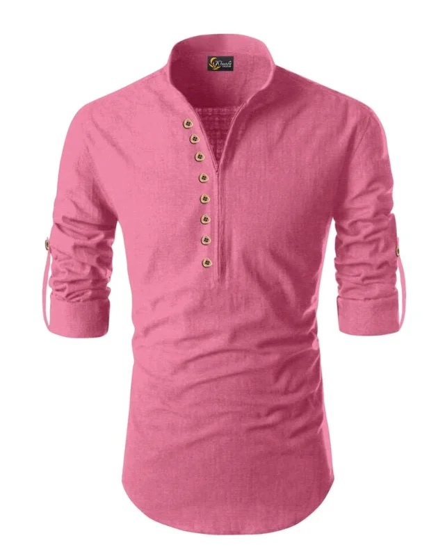 Premium Men's Heavy Cotton Full-Sleeve Shirt - strawberry pink, M