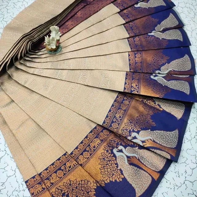 Banarasi Soft Silk Saree - Navy Blue