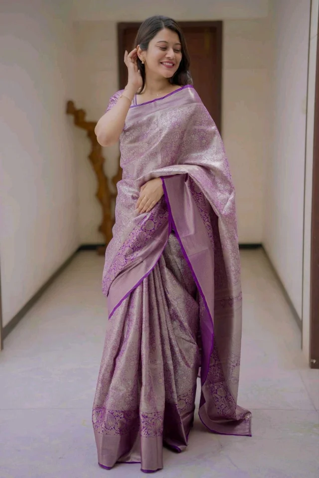 Kanchipuram Silk Saree - Rose Gold