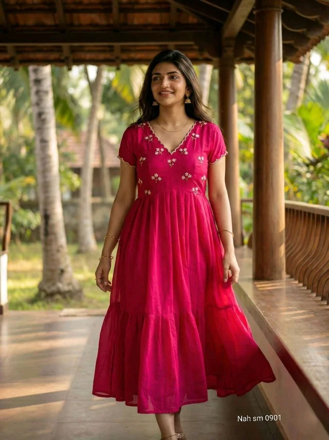 Designer Gown - M, Rani pink