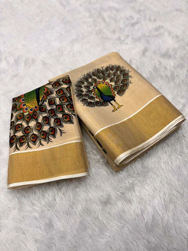 Soft Gold Banarasi Tissue Silk Saree