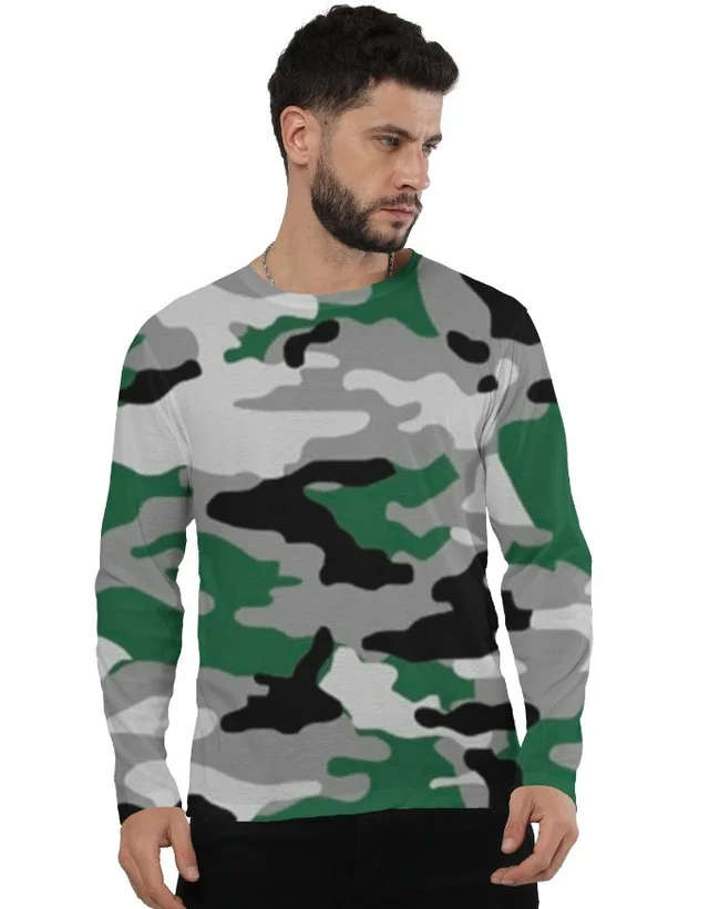 ROSEVERA Full Sleeve Tee – Camouflage Pattern - L, Glade Green