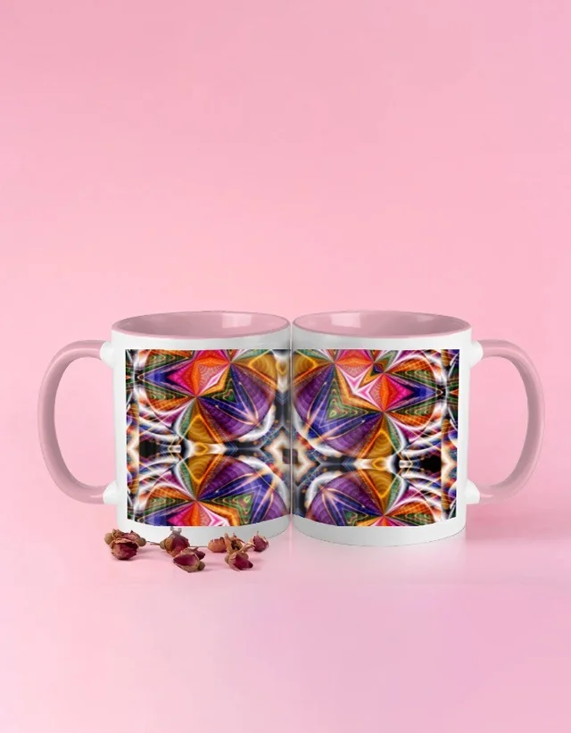 ROSEVERA Coffee Mug -Kaleidoscope Pattern - 11 OZ, pink