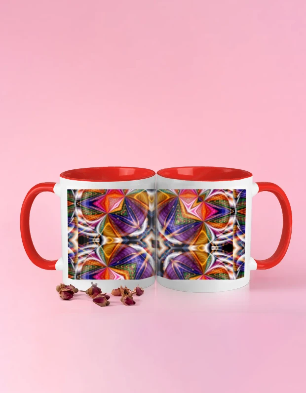 ROSEVERA Coffee Mug -Kaleidoscope Pattern - 11 OZ, Red