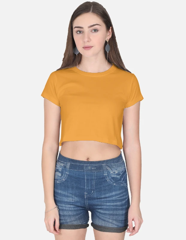 ROSEVERA Crop Top ( Plain) - L, Golden yellow