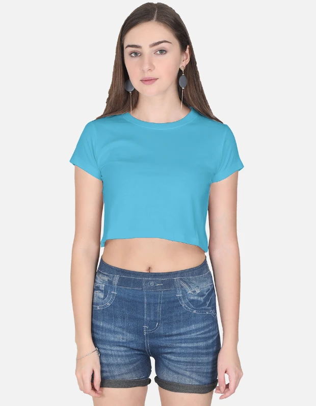 ROSEVERA Crop Top ( Plain) - L, sky-blue