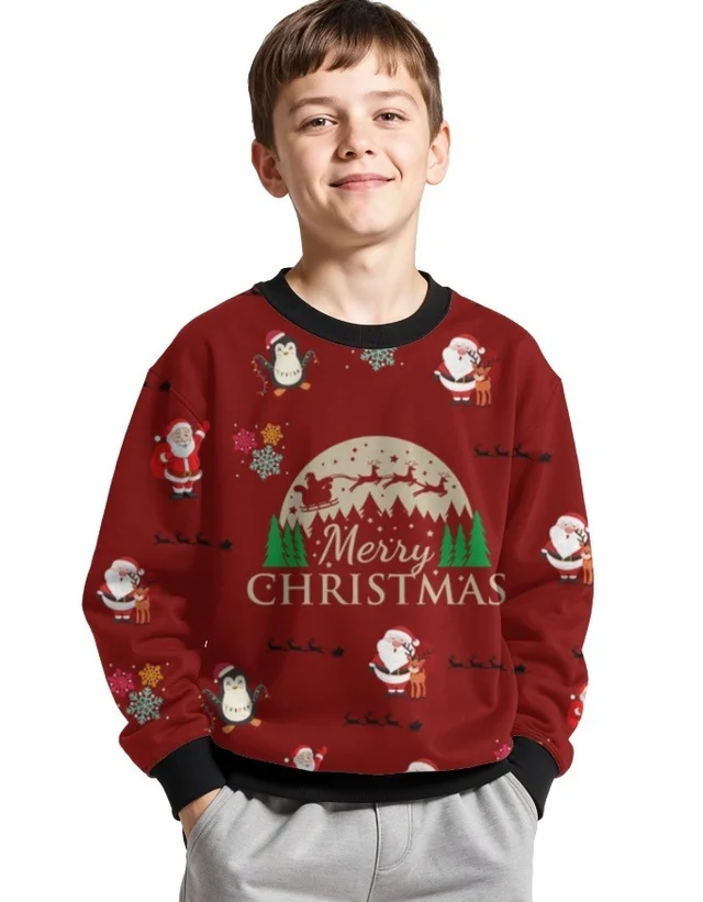 ROSEVERA AOP Kids Sweatshirt - Red, 5-6 Years