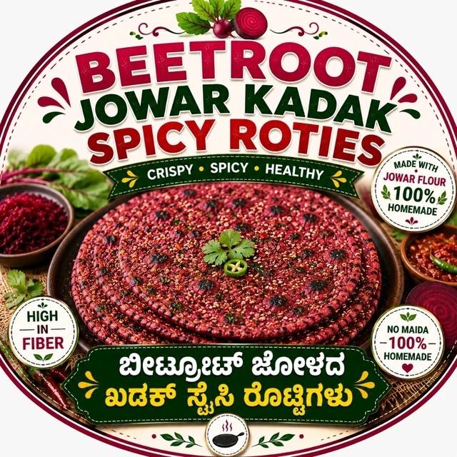 BEETROOT JOWAR KADAK SPICY ROTIES 5 Number ಬೀಟ್ರೂಟ್ ಜೋಳದ ಖಡಕ್ ಸ್ಪೈಸಿ ರೊಟ್ಟಿಗಳು