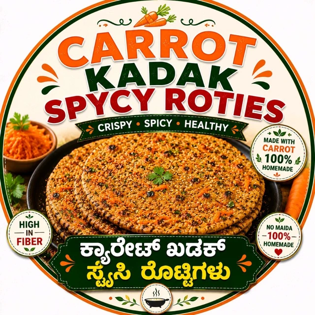 CARROT KADAK SPYCY ROTIES 5 Number ಕ್ಯಾರೆಟ್ ಖಡಕ್ ಸ್ಪೈಸಿ ರೊಟ್ಟಿಗಳು