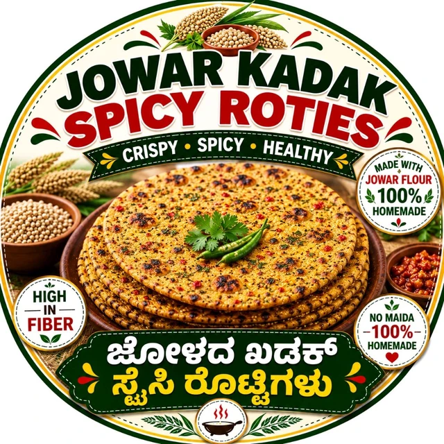 JOWAR KADAK SPICY ROTIES 5 Number ಜೋಳದ ಖಡಕ್ ಸ್ಪೈಸಿ ರೊಟ್ಟಿಗಳು