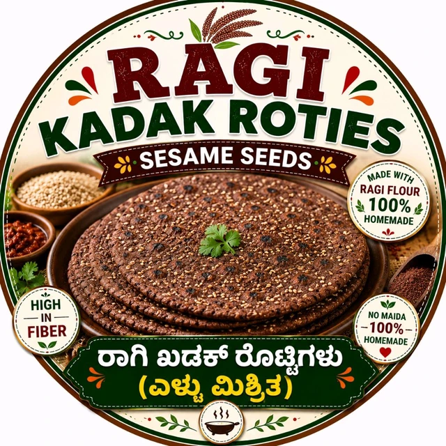 RAGI KADAK ROTIES  5 Number ರಾಗಿ ಖಡಕ್ ರೊಟ್ಟಿಗಳು (ಎಳ್ಳು ಮಿಶ್ರಿತ)