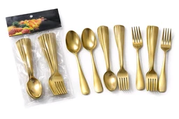 Mega Falari 12 PCS Gold Cutlery Set | 6 Spoon + 6 Fork | Stainless Steel Premium Finish | Best Wholesale Item