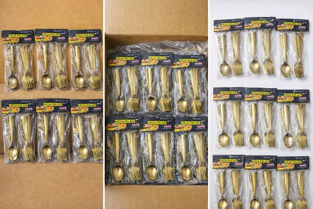 Mega Falari 12 PCS Gold Cutlery Set | 6 Spoon + 6 Fork | Stainless Steel Premium Finish | Best Wholesale Item