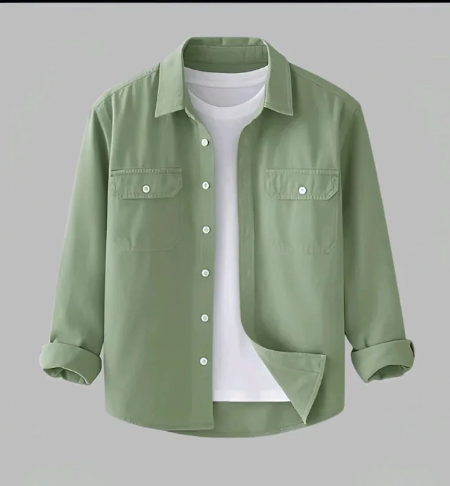 VISHESTA Men Regular Fit Self Design Spread Collar Casual Shirt - Japanese Laurel, M
