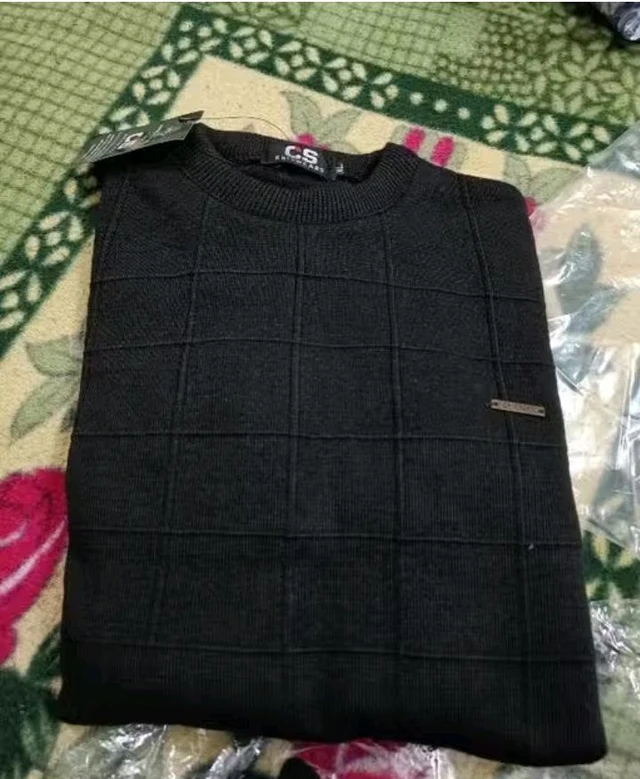 Men Winter Sweater For Office | Full Sleeves Round Neck Sweater For Men | Round Neck Pure Wool Pullover (Black) - M, Black
